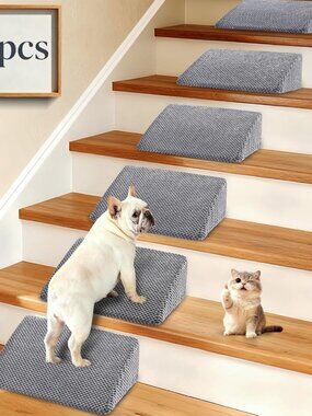 Dog Ramp for Stairs for Small & Senior Dogs and Cats (Gray, 6 Pack)